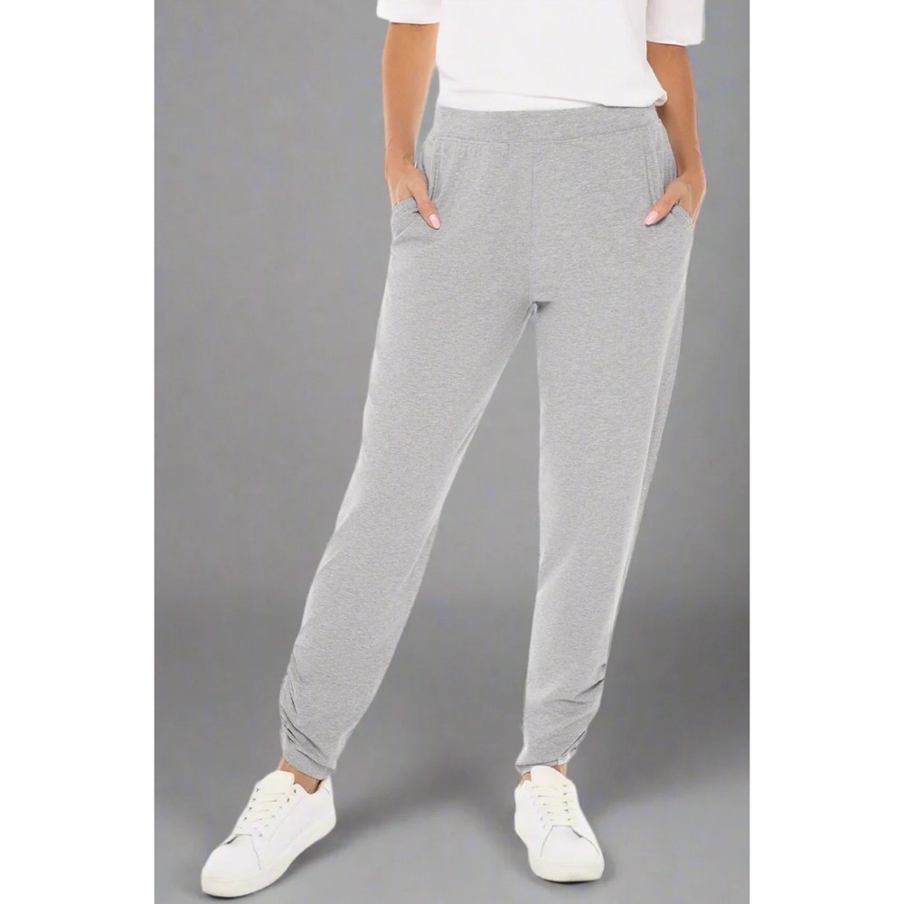 Coolibar cafe ruched pants gray bamboo cotton blend women's size‎ large